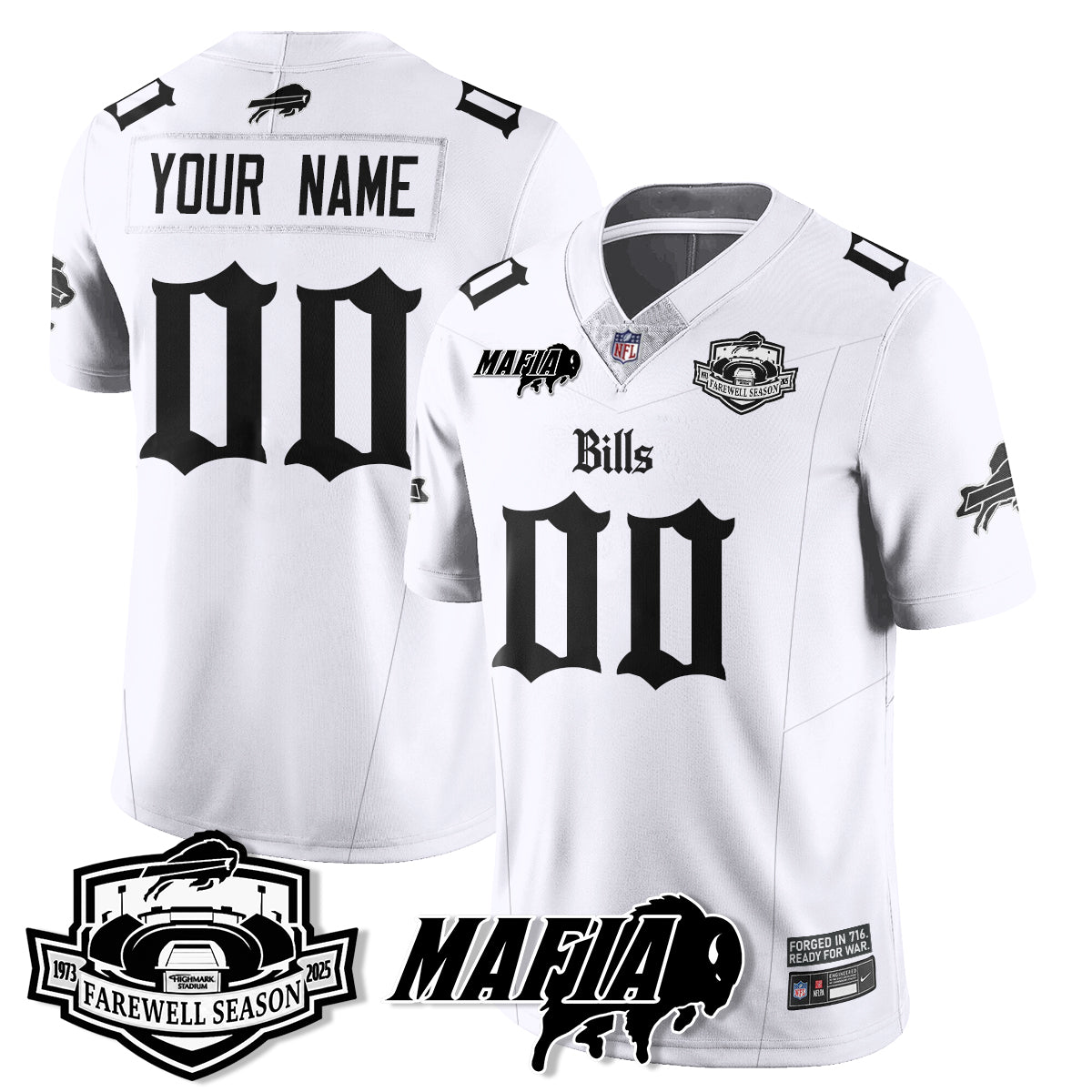 BUF Mafia Gothic Vapor Limited Jersey - Farewell Highmark Patch - Stitched