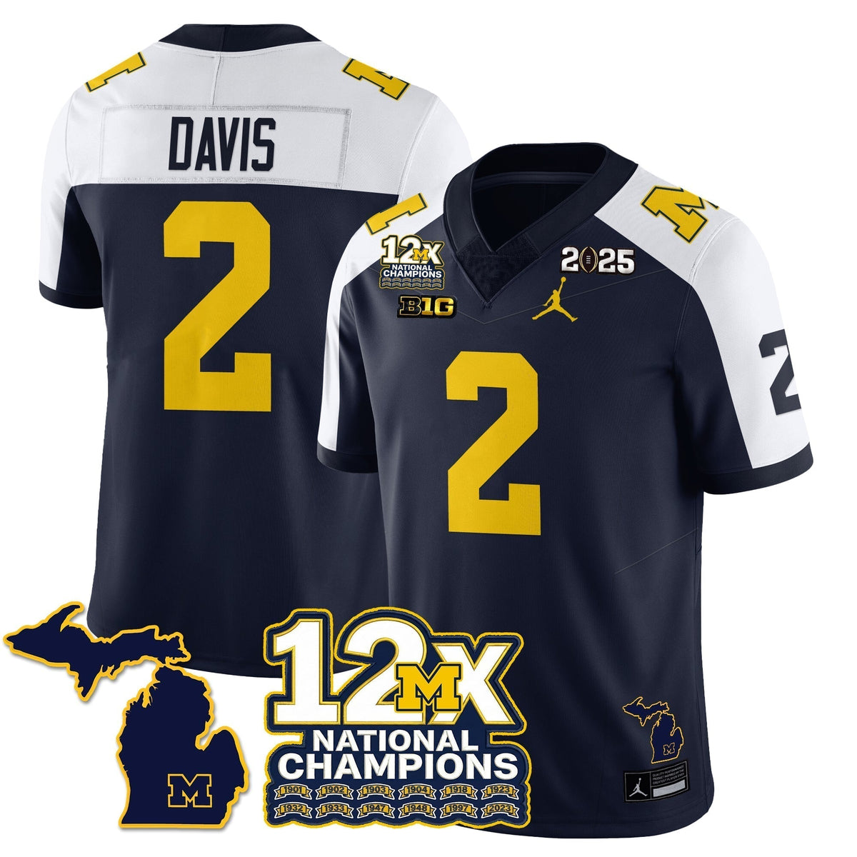 MICH 12x-Time National Champions Vapor Limited Football Jersey - Stitched