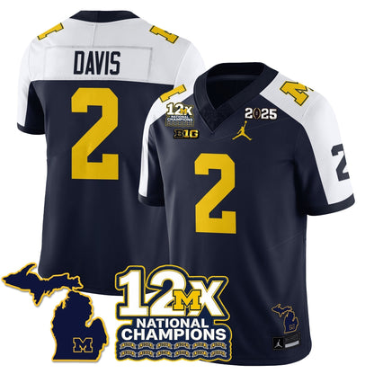 MICH 12x-Time National Champions Vapor Limited Football Jersey - Stitched
