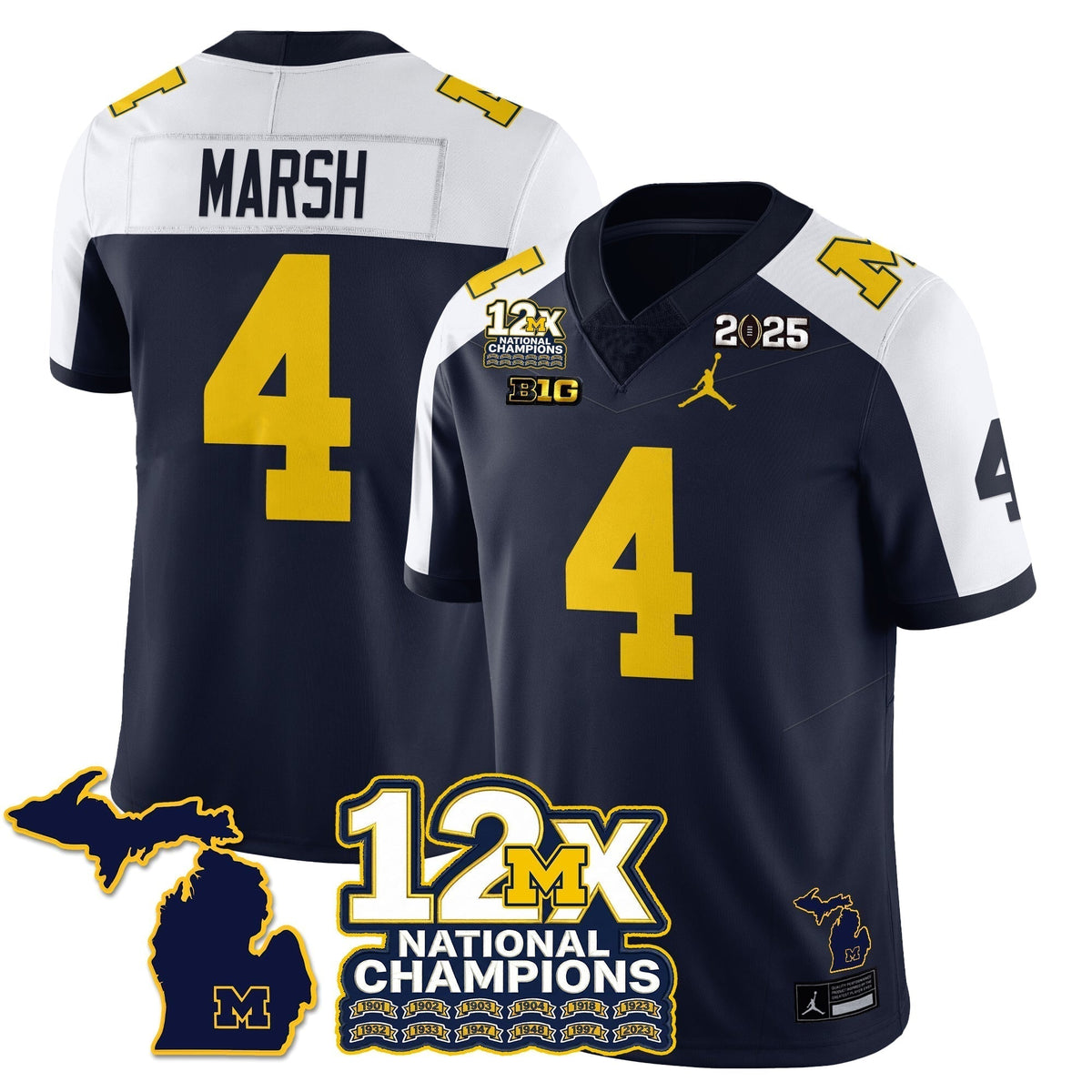 MICH 12x-Time National Champions Vapor Limited Football Jersey - Stitched