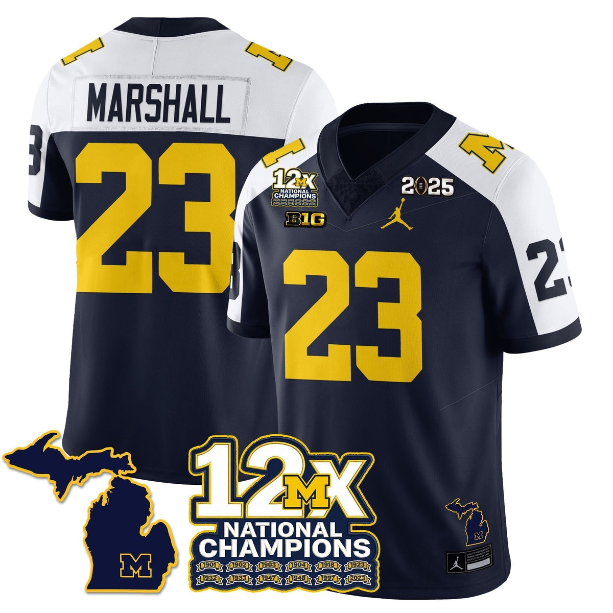 MICH 12x-Time National Champions Vapor Limited Football Jersey - Stitched