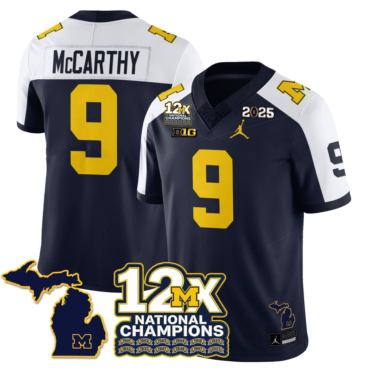 MICH 12x-Time National Champions Vapor Limited Football Jersey - Stitched