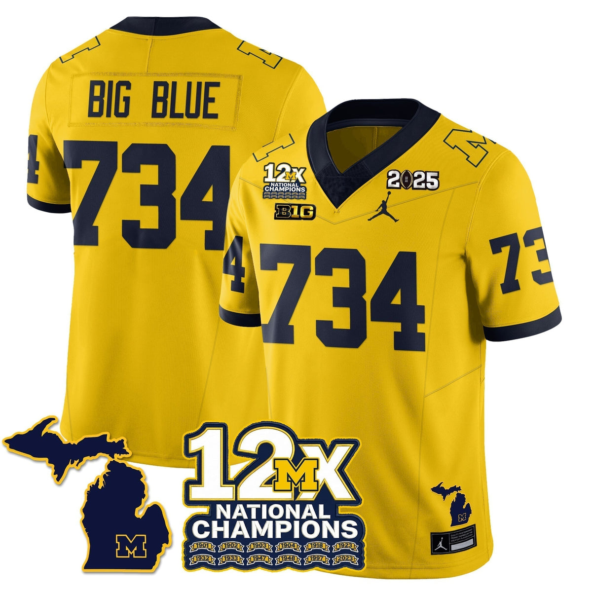 MICH 12x-Time National Champions Vapor Limited Football Jersey - Stitched