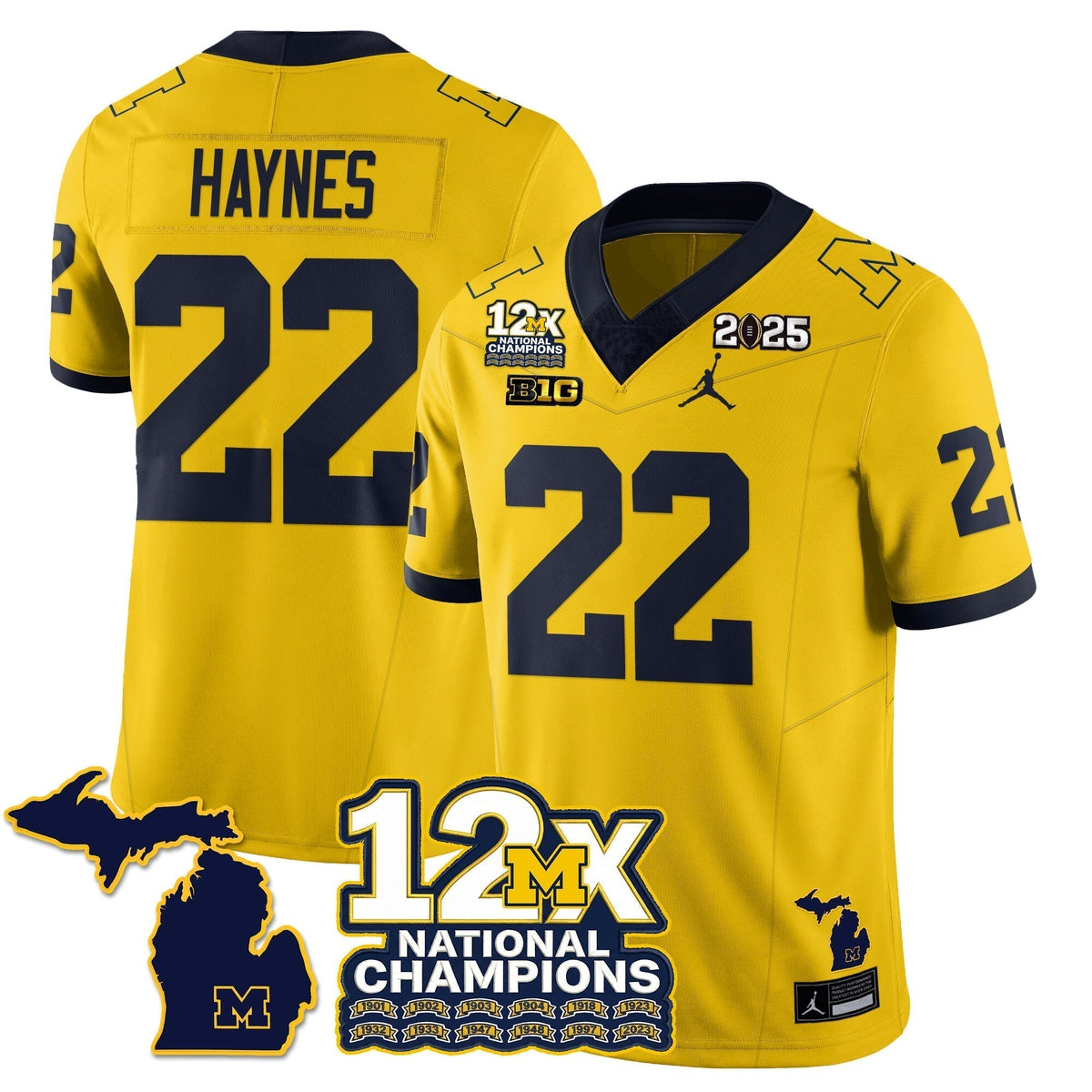 MICH 12x-Time National Champions Vapor Limited Football Jersey - Stitched