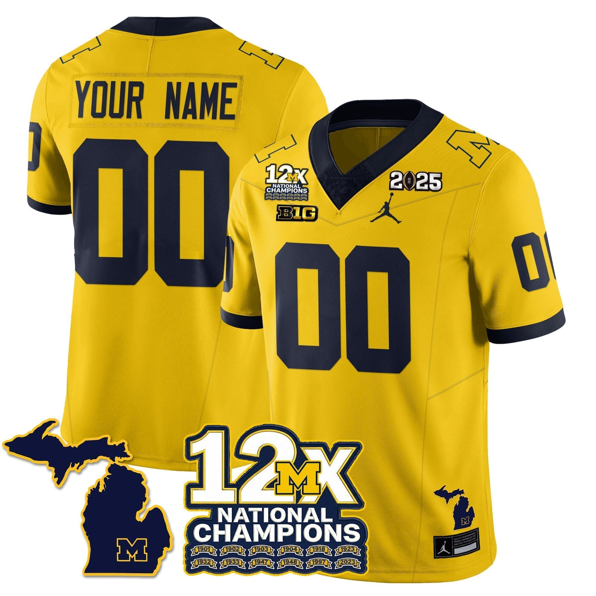 MICH 12x-Time National Champions Vapor Limited Football Jersey - Stitched