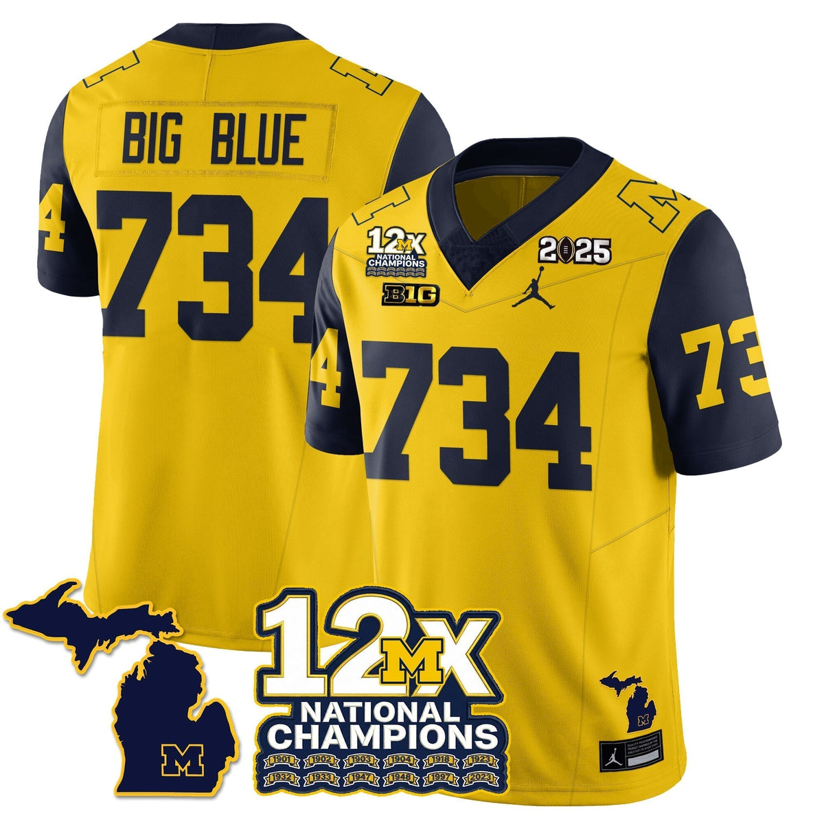 MICH 12x-Time National Champions Vapor Limited Football Jersey - Stitched