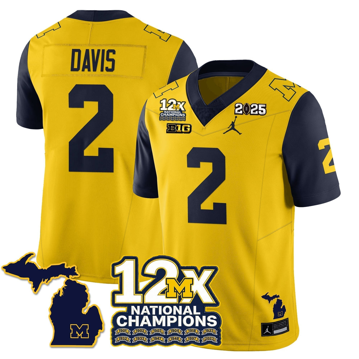 MICH 12x-Time National Champions Vapor Limited Football Jersey - Stitched