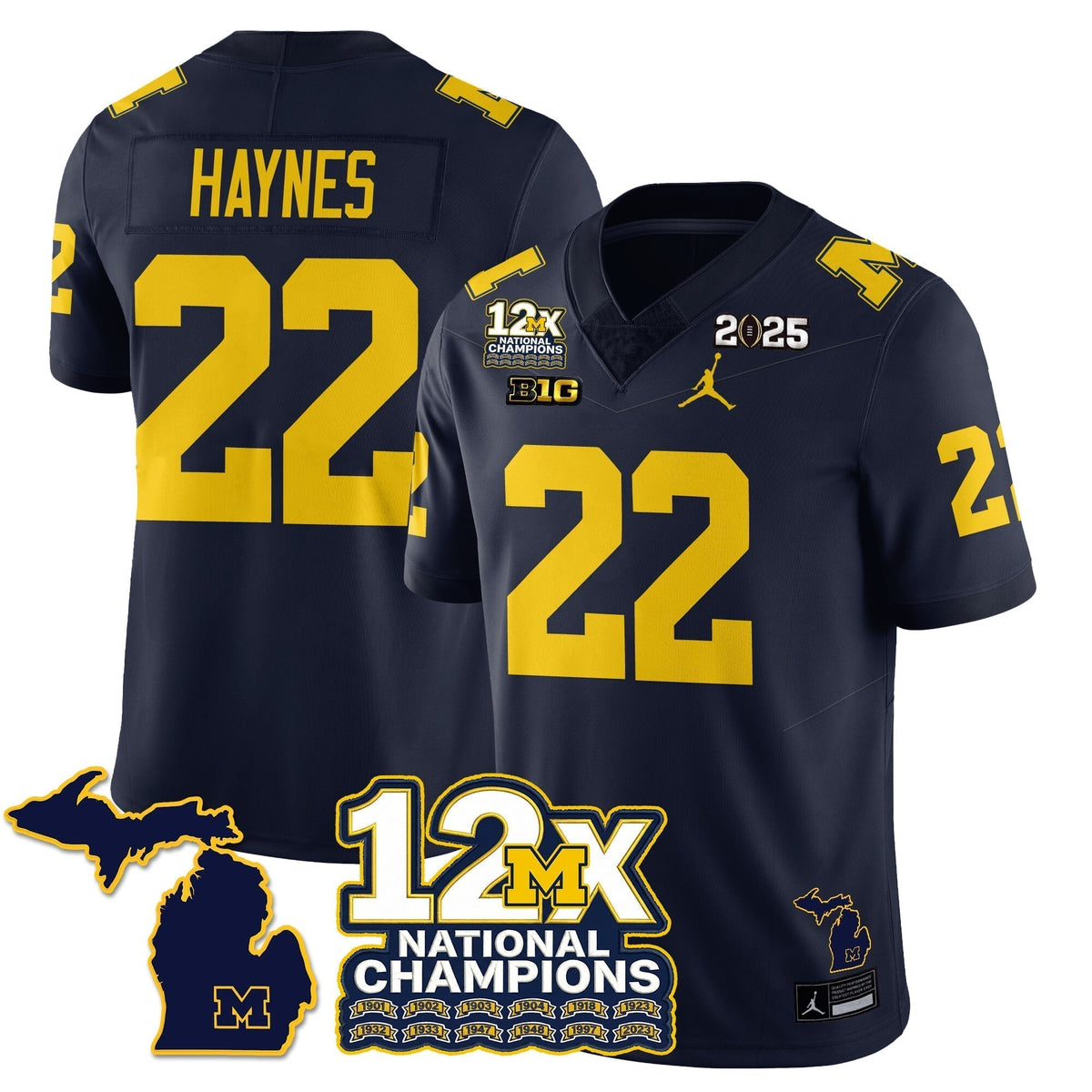 MICH 12x-Time National Champions Vapor Limited Football Jersey - Stitched