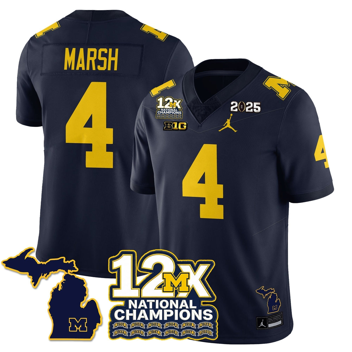 MICH 12x-Time National Champions Vapor Limited Football Jersey - Stitched