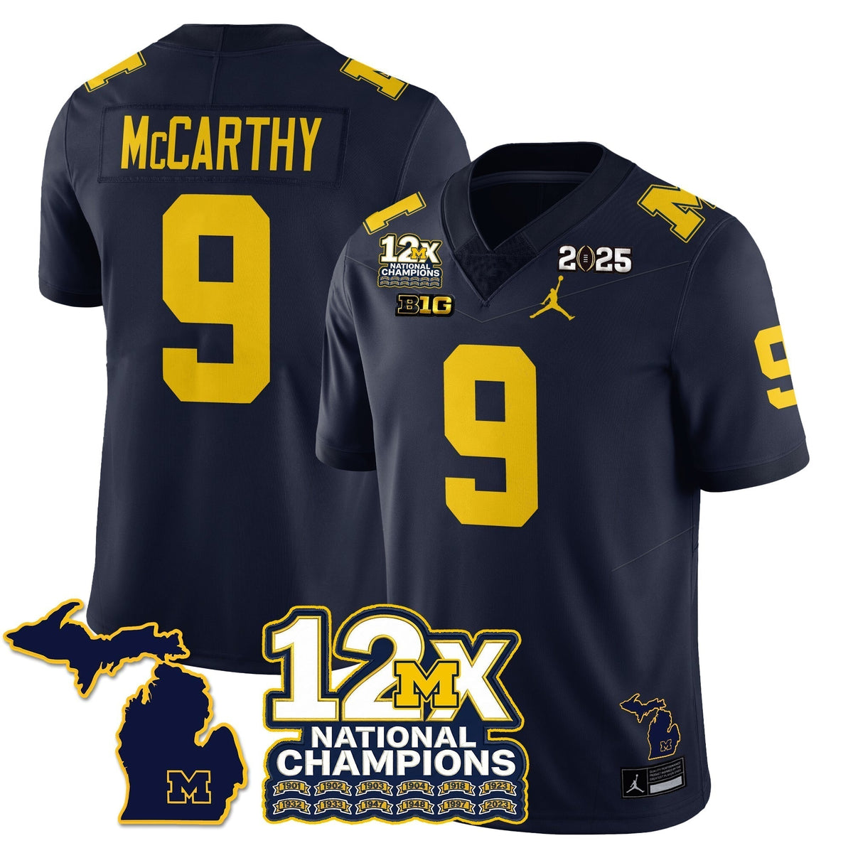 MICH 12x-Time National Champions Vapor Limited Football Jersey - Stitched