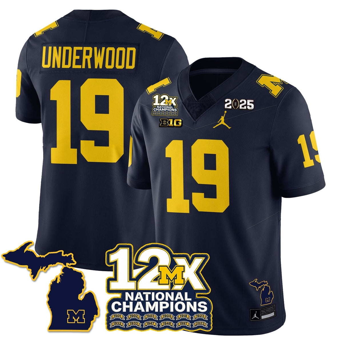 MICH 12x-Time National Champions Vapor Limited Football Jersey - Stitched