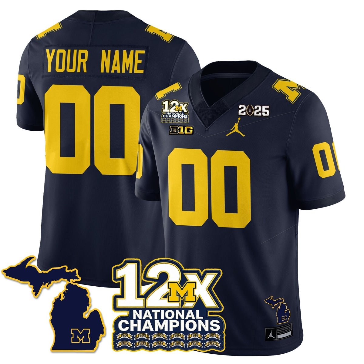 MICH 12x-Time National Champions Vapor Limited Football Jersey - Stitched