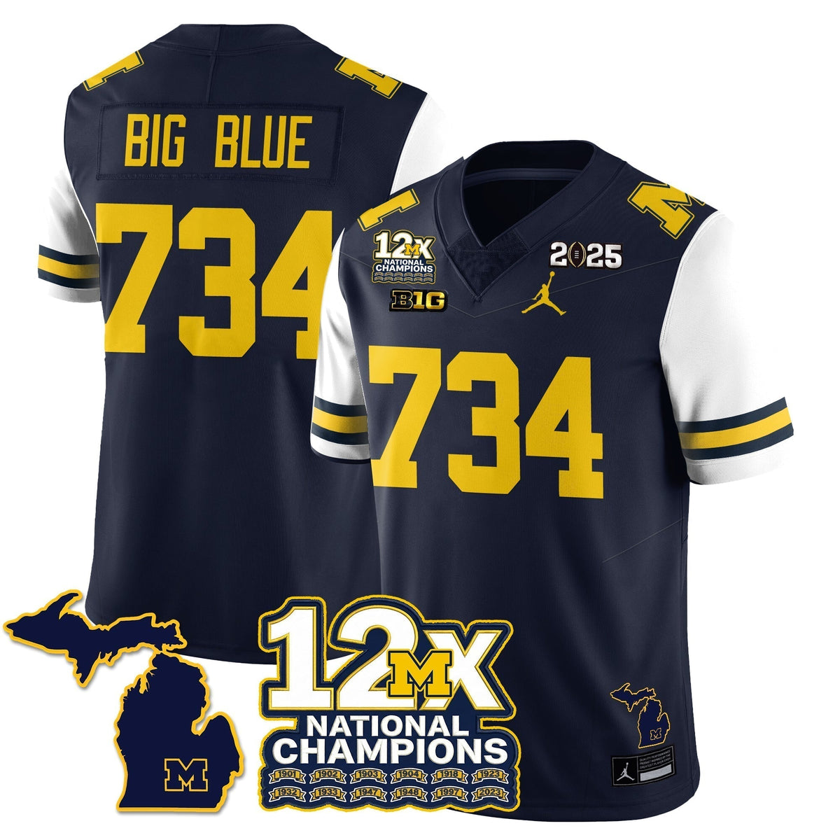 MICH 12x-Time National Champions Vapor Limited Football Jersey - Stitched