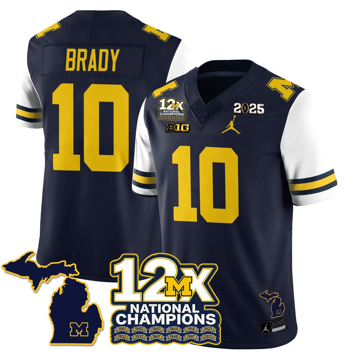 MICH 12x-Time National Champions Vapor Limited Football Jersey - Stitched