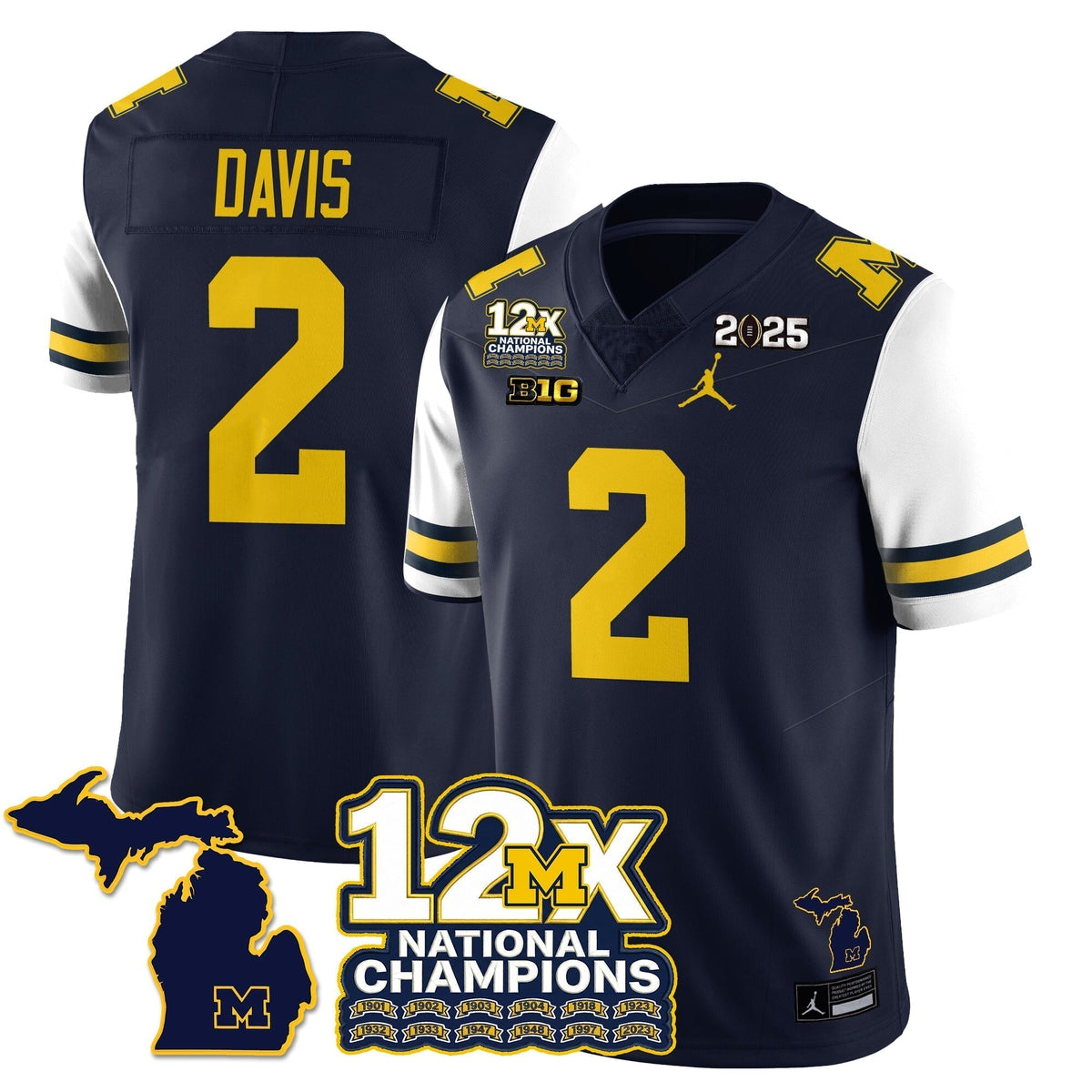 MICH 12x-Time National Champions Vapor Limited Football Jersey - Stitched