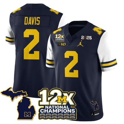 MICH 12x-Time National Champions Vapor Limited Football Jersey - Stitched