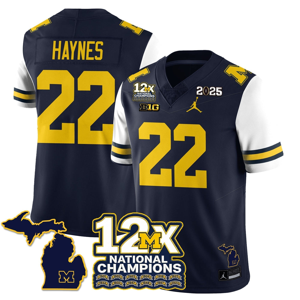 MICH 12x-Time National Champions Vapor Limited Football Jersey - Stitched