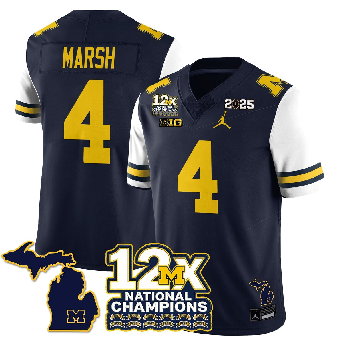 MICH 12x-Time National Champions Vapor Limited Football Jersey - Stitched