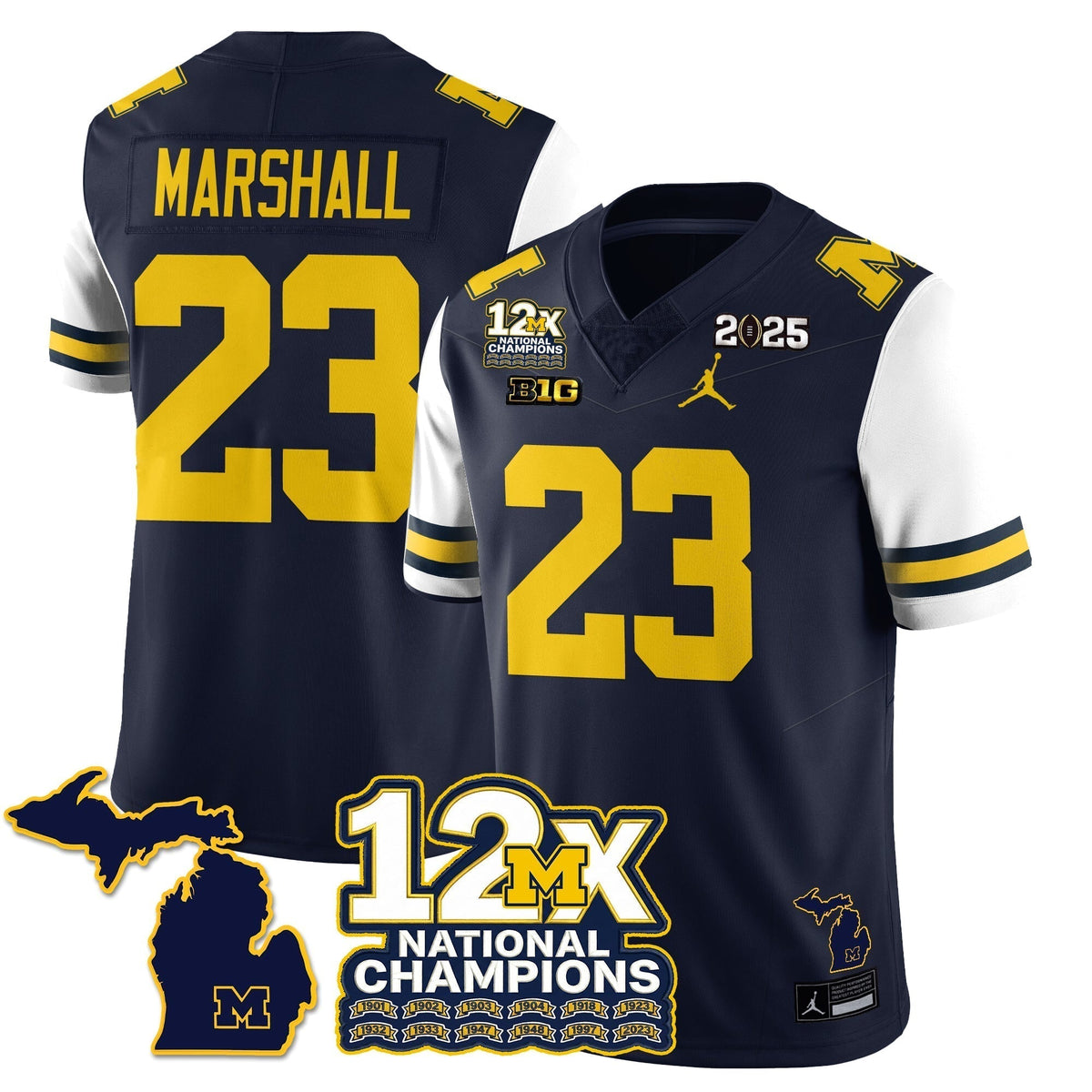 MICH 12x-Time National Champions Vapor Limited Football Jersey - Stitched