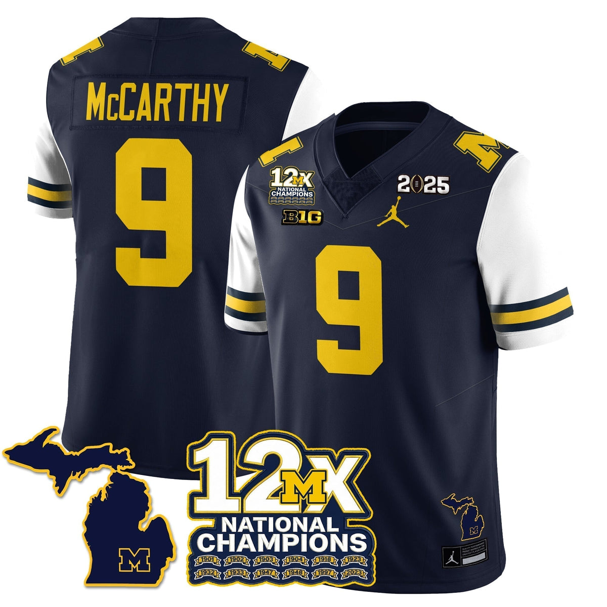 MICH 12x-Time National Champions Vapor Limited Football Jersey - Stitched