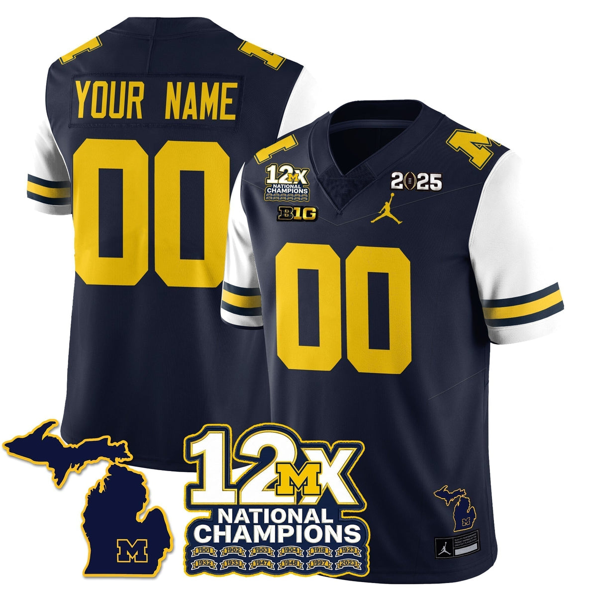 MICH 12x-Time National Champions Vapor Limited Football Jersey - Stitched