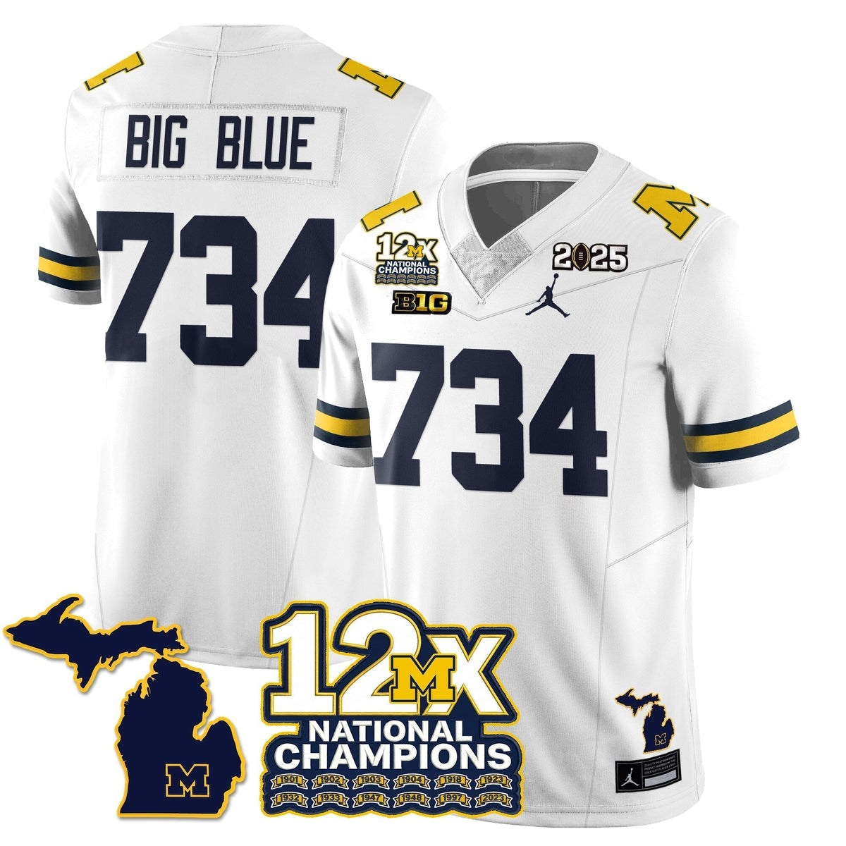 MICH 12x-Time National Champions Vapor Limited Football Jersey - Stitched