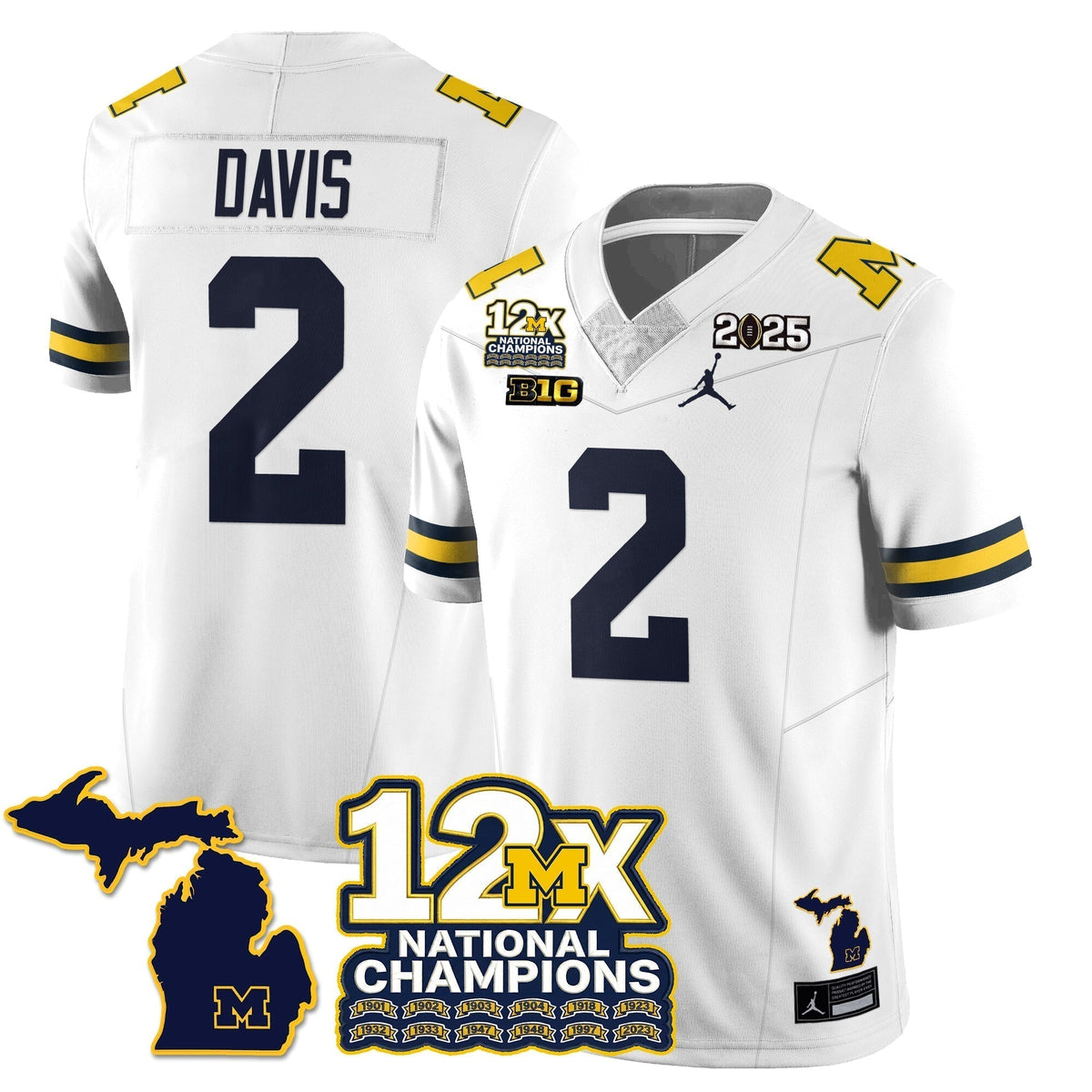 MICH 12x-Time National Champions Vapor Limited Football Jersey - Stitched