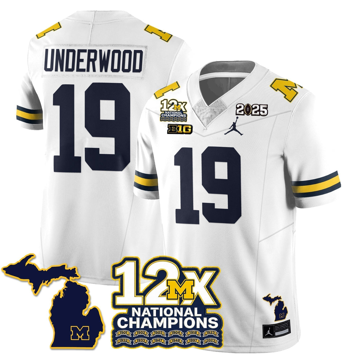 MICH 12x-Time National Champions Vapor Limited Football Jersey - Stitched
