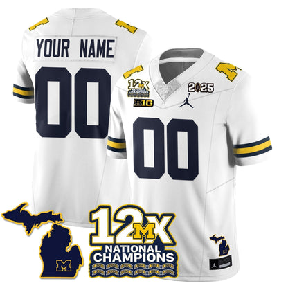 Custom MICH 12x-Time National Champions Vapor Limited Football Jersey - Stitched