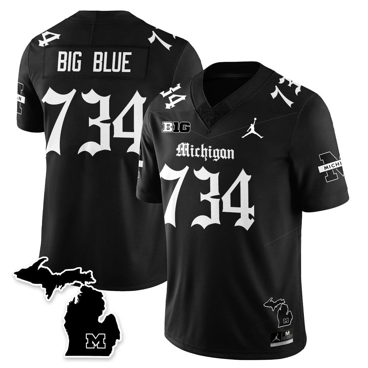 MICH Gothic Vapor Limited Football Jersey - Stitched