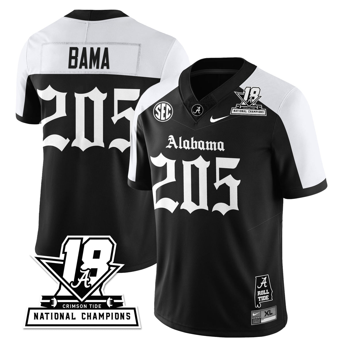 BAMA 18x-Time National Champions Gothic Vapor Limited Jersey - Stitched