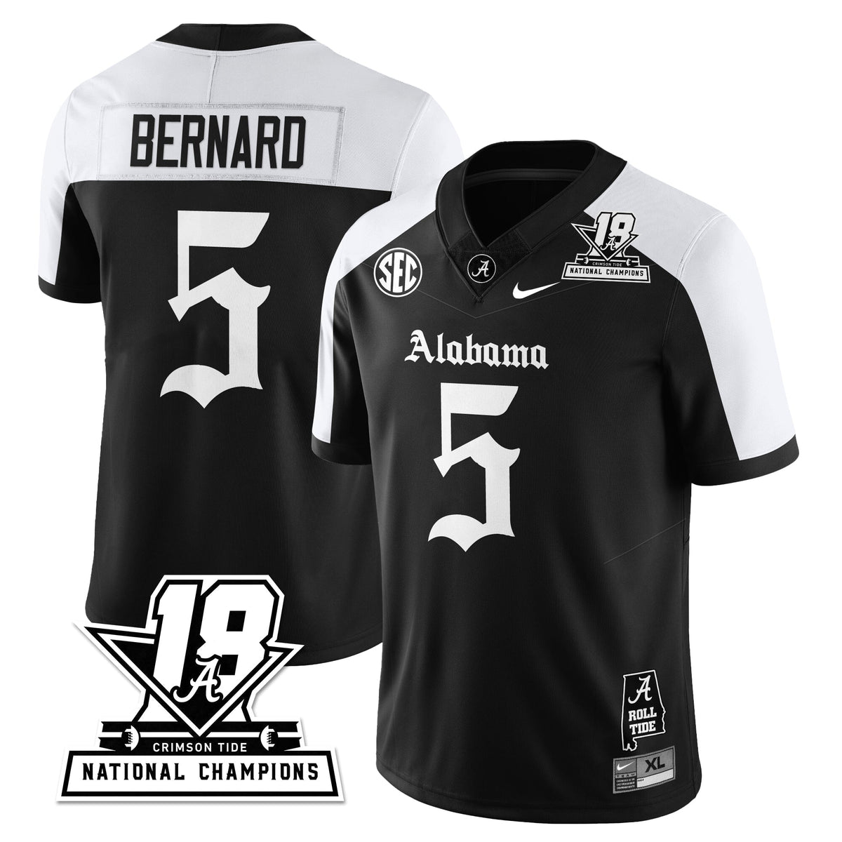 BAMA 18x-Time National Champions Gothic Vapor Limited Jersey - Stitched