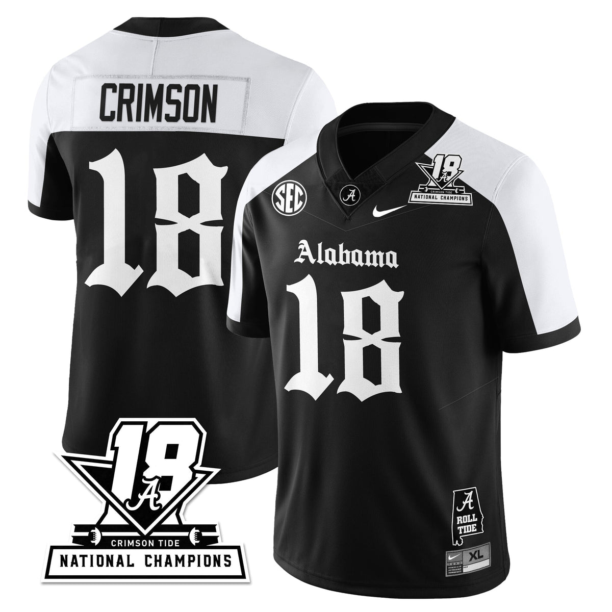 BAMA 18x-Time National Champions Gothic Vapor Limited Jersey - Stitched