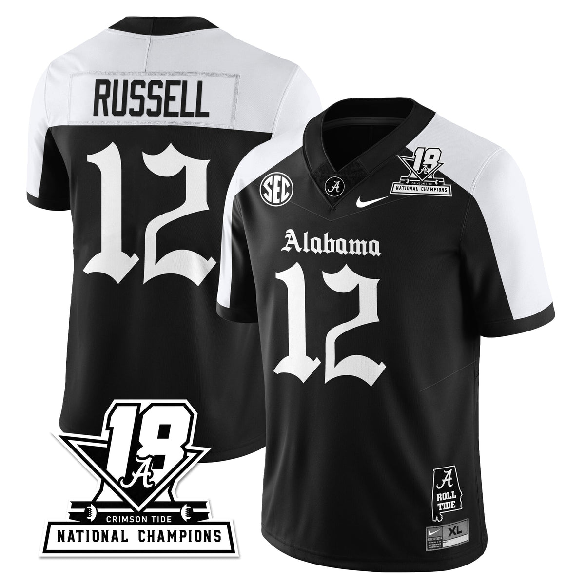 BAMA 18x-Time National Champions Gothic Vapor Limited Jersey - Stitched