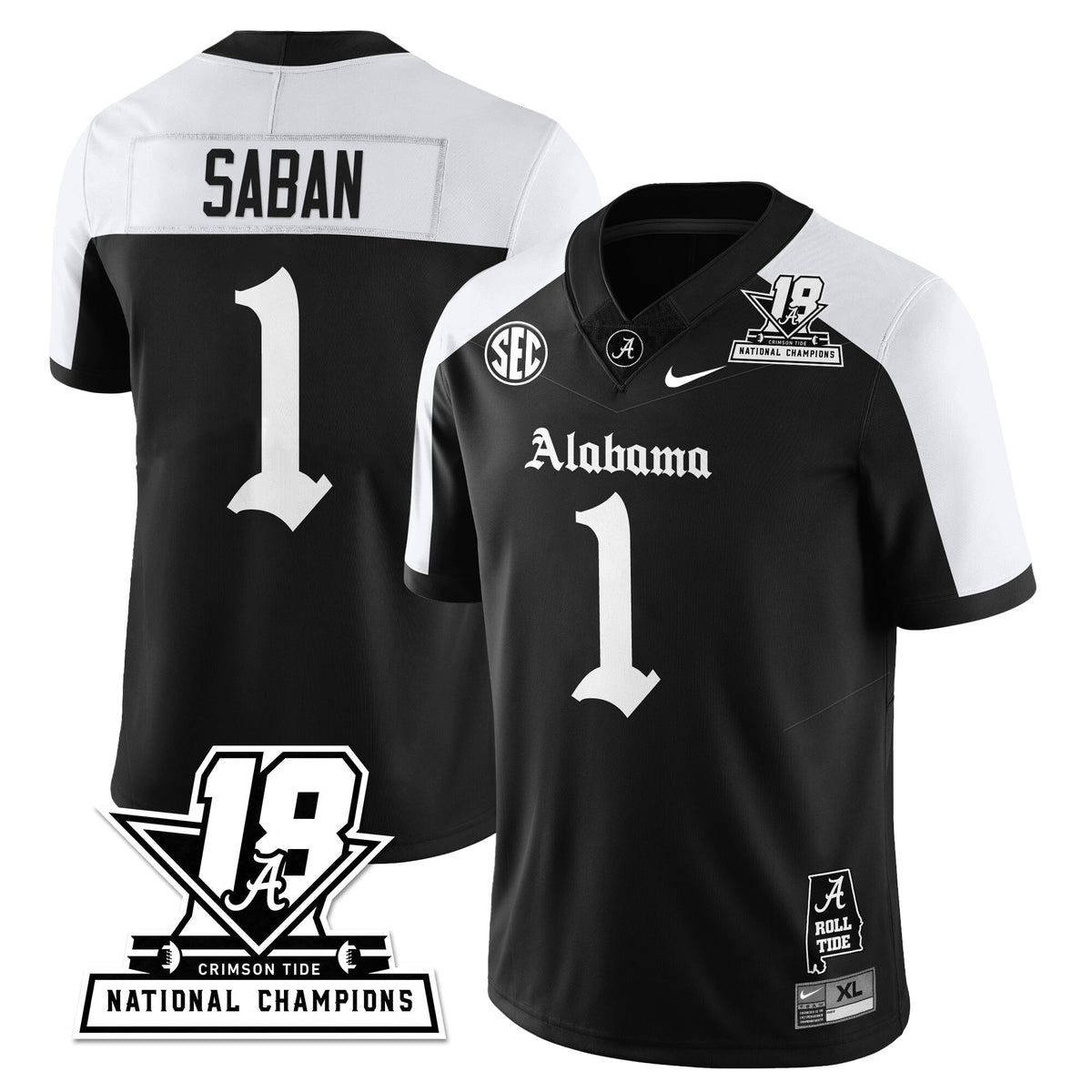 BAMA 18x-Time National Champions Gothic Vapor Limited Jersey - Stitched