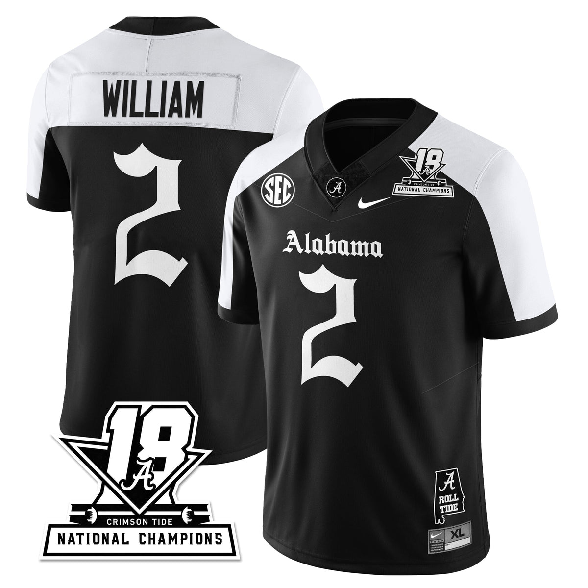 BAMA 18x-Time National Champions Gothic Vapor Limited Jersey - Stitched
