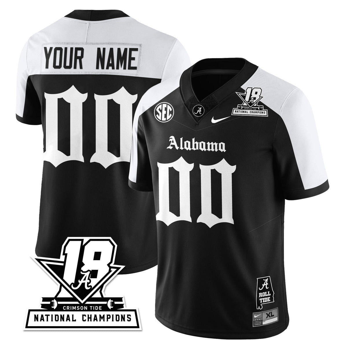 BAMA 18x-Time National Champions Gothic Vapor Limited Jersey - Stitched