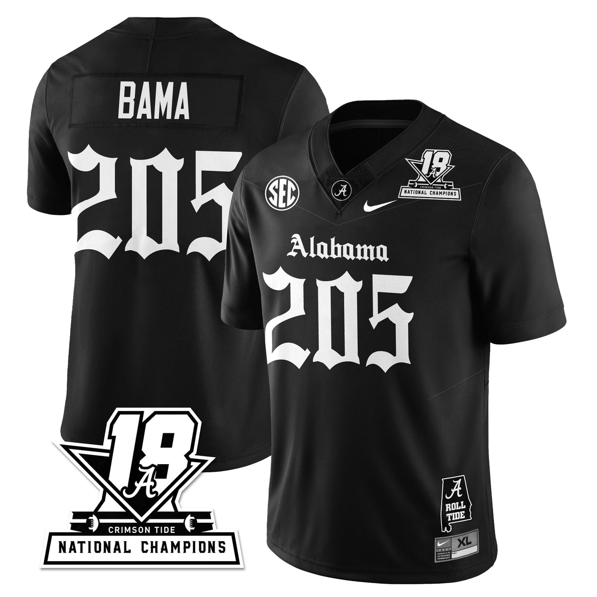 BAMA 18x-Time National Champions Gothic Vapor Limited Jersey - Stitched