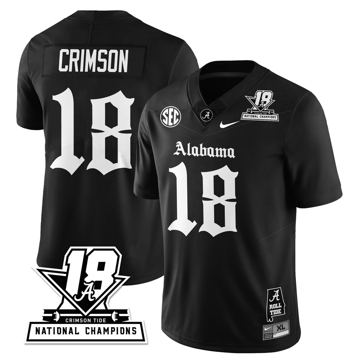 BAMA 18x-Time National Champions Gothic Vapor Limited Jersey - Stitched
