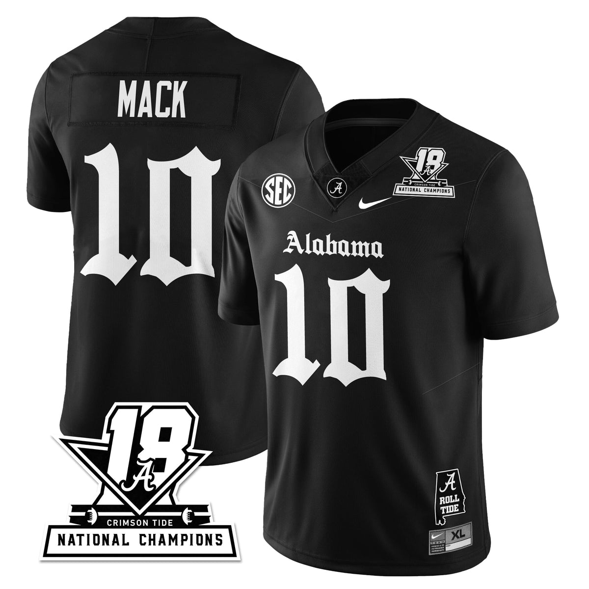 BAMA 18x-Time National Champions Gothic Vapor Limited Jersey - Stitched