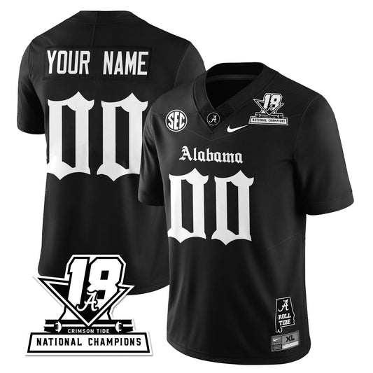 BAMA 18x-Time National Champions Gothic Vapor Limited Custom Jersey - Stitched