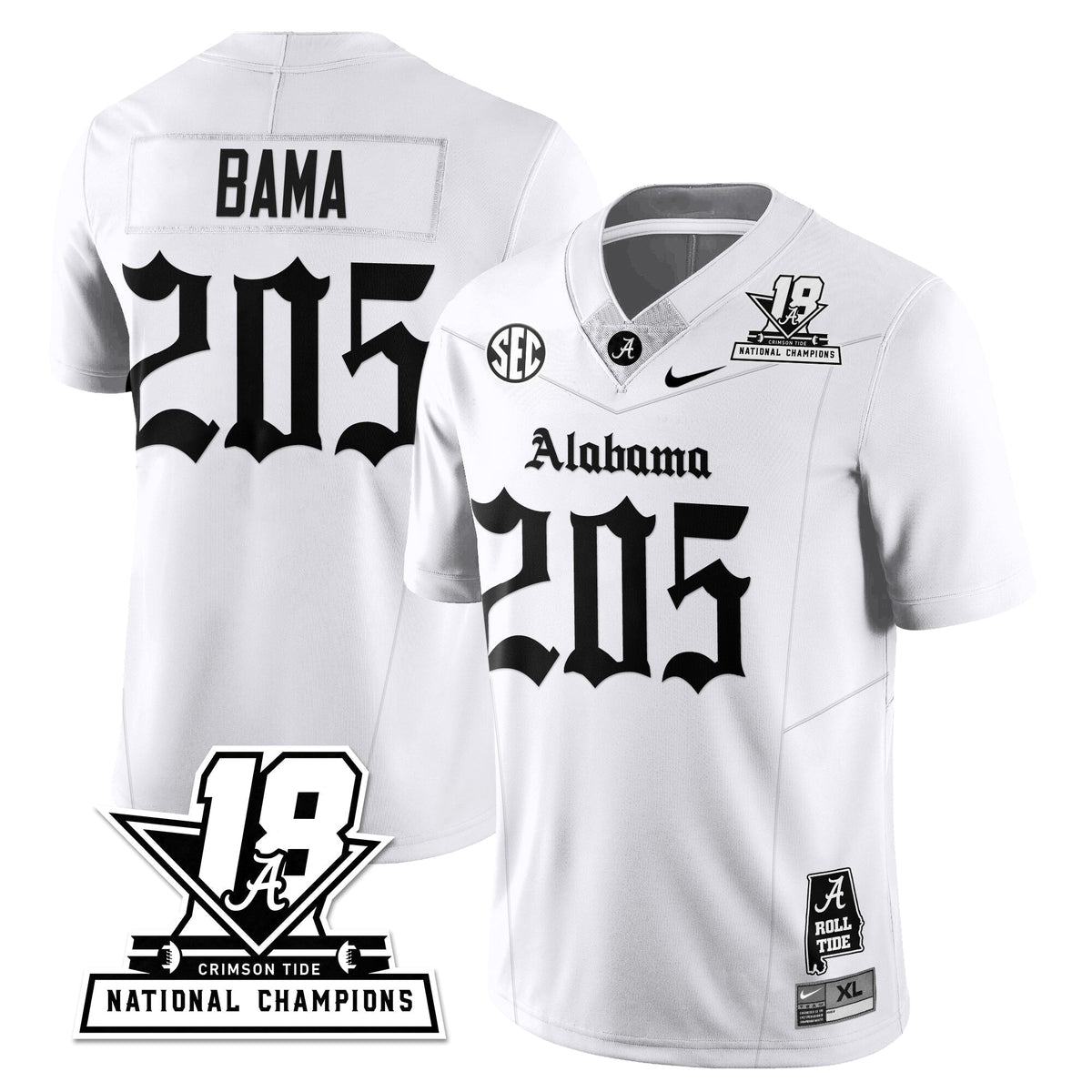 BAMA 18x-Time National Champions Gothic Vapor Limited Jersey - Stitched