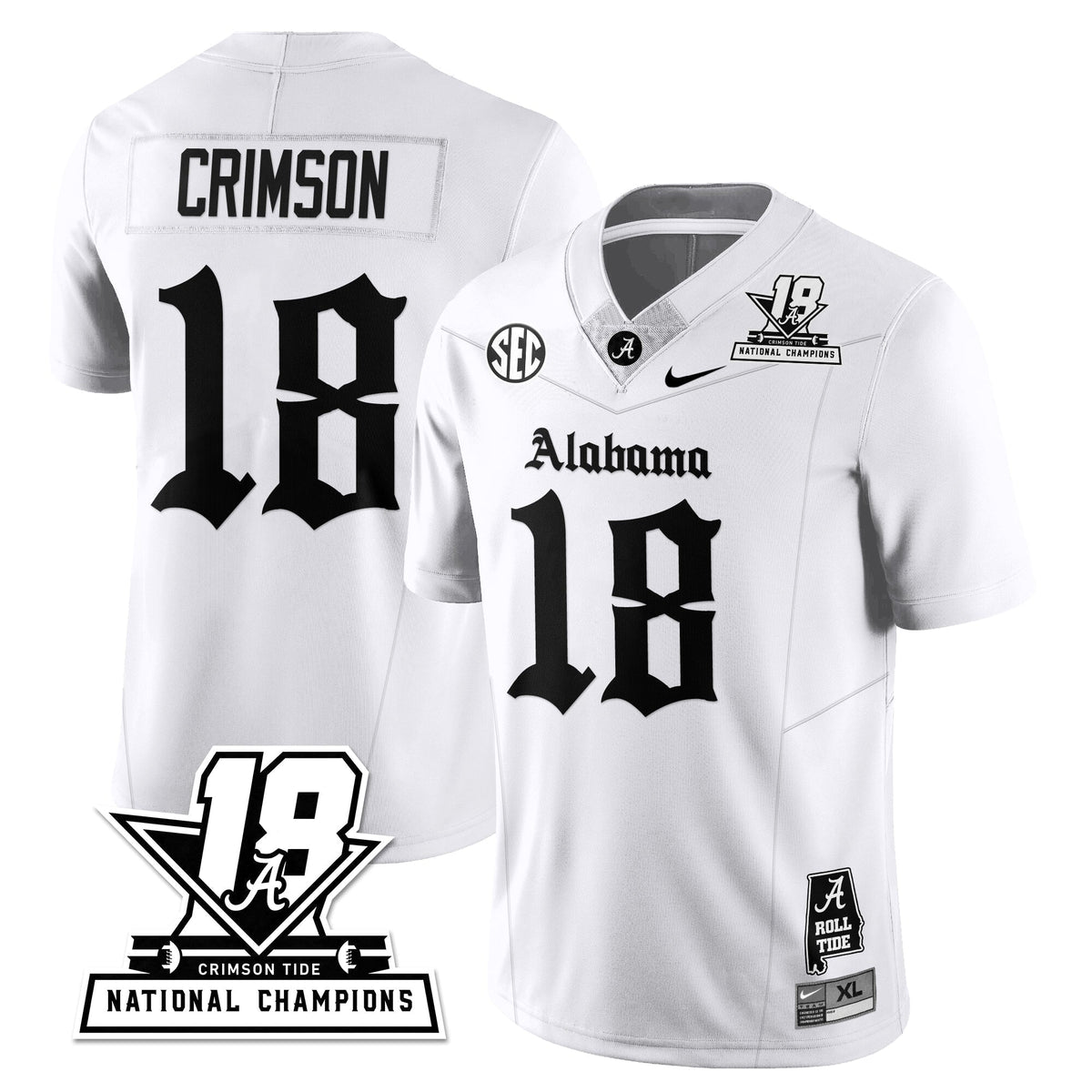 BAMA 18x-Time National Champions Gothic Vapor Limited Jersey - Stitched