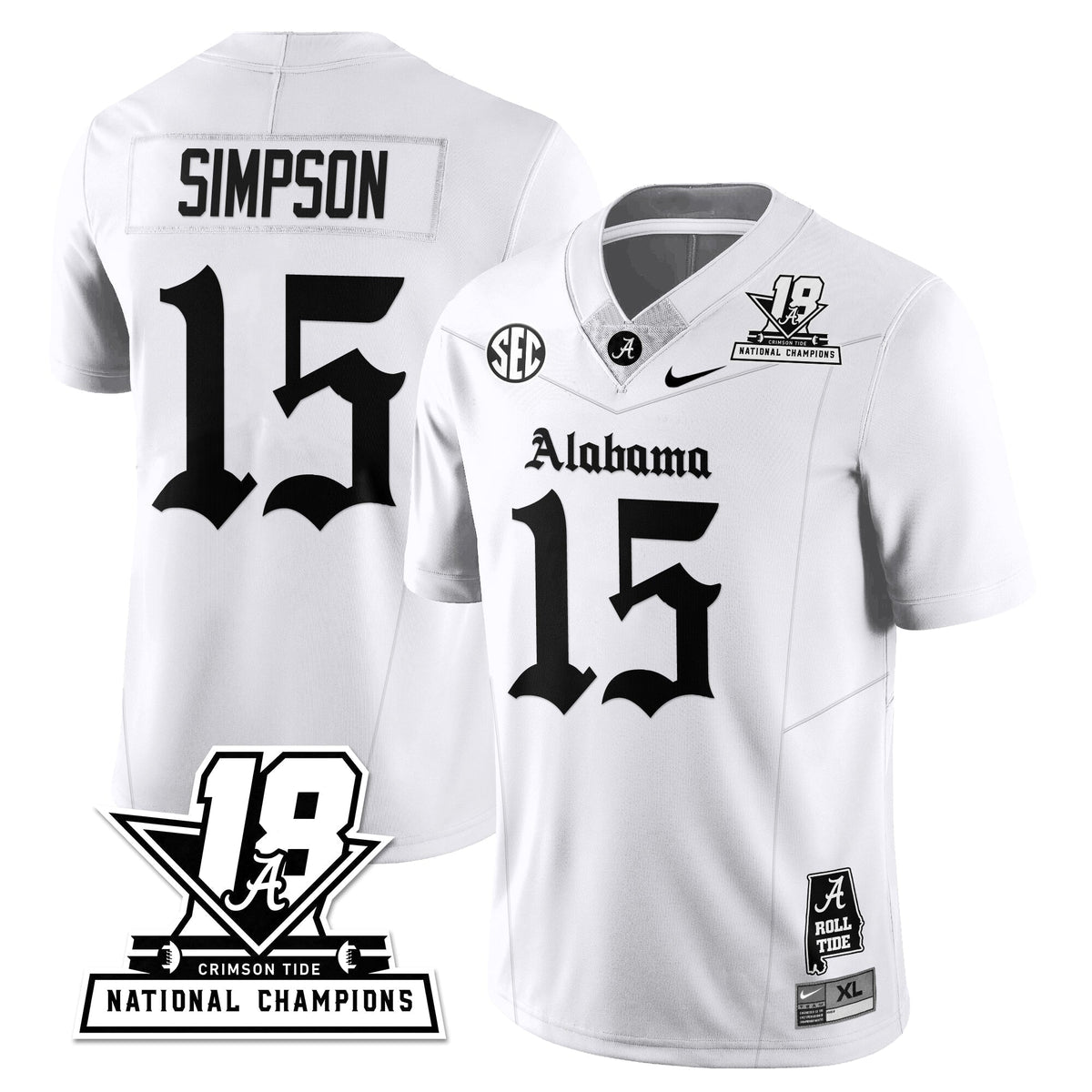 BAMA 18x-Time National Champions Gothic Vapor Limited Jersey - Stitched