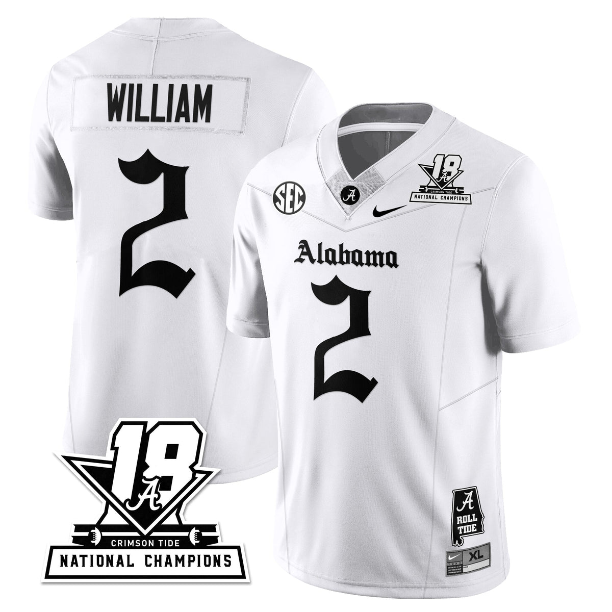 BAMA 18x-Time National Champions Gothic Vapor Limited Jersey - Stitched
