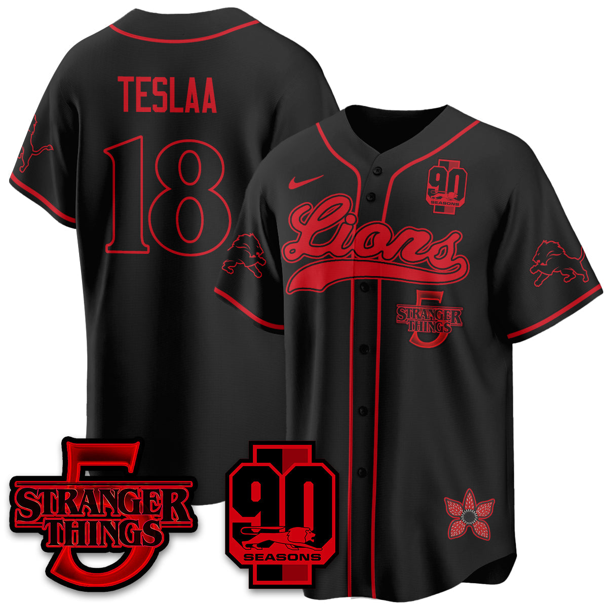 DET 'Stranger Things Edition' Vapor Limited Baseball Jersey - Stitched