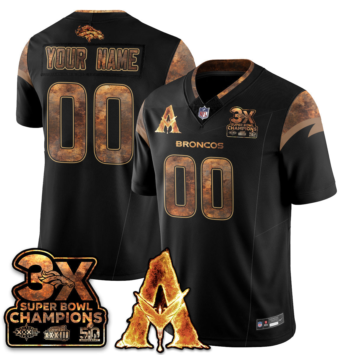 Custom DEN x Avatar 3 Fire and Ash Jersey V2 - Stitched