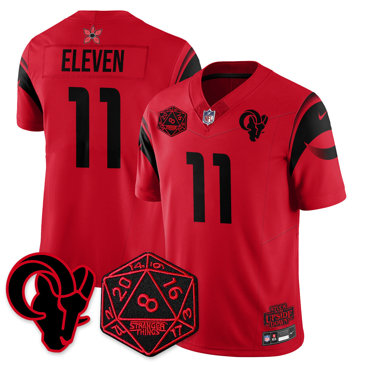 Los Angeles Rams Stranger Things Vapor Limited Jersey - All Stitched