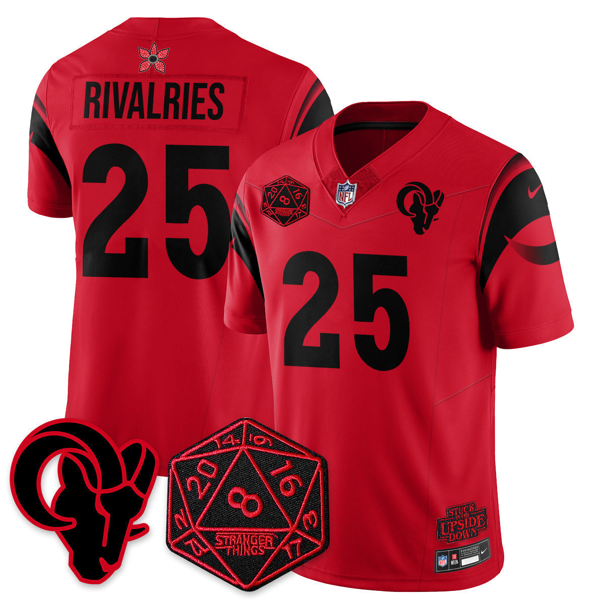 Los Angeles Rams Stranger Things Vapor Limited Jersey - All Stitched