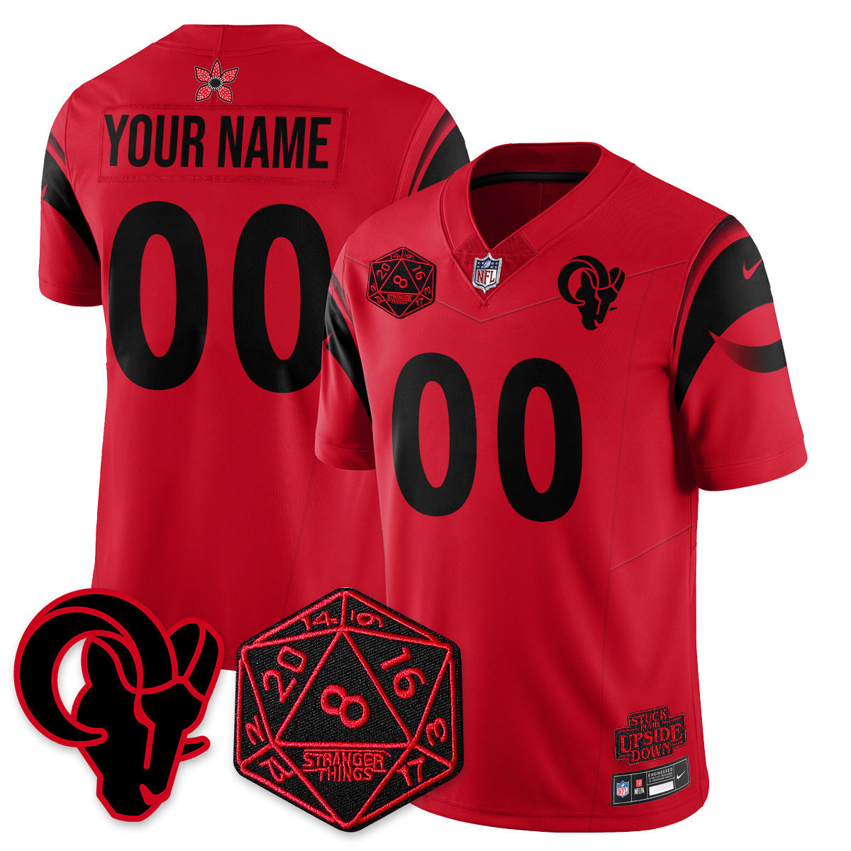 Custom Los Angeles Rams Stranger Things Vapor Limited Jersey - All Stitched